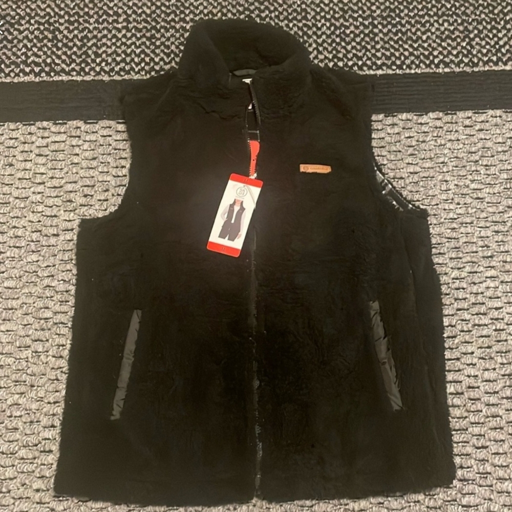 Sage Collective Womens Sherpa Fleece Vest Plaid Interior NEW